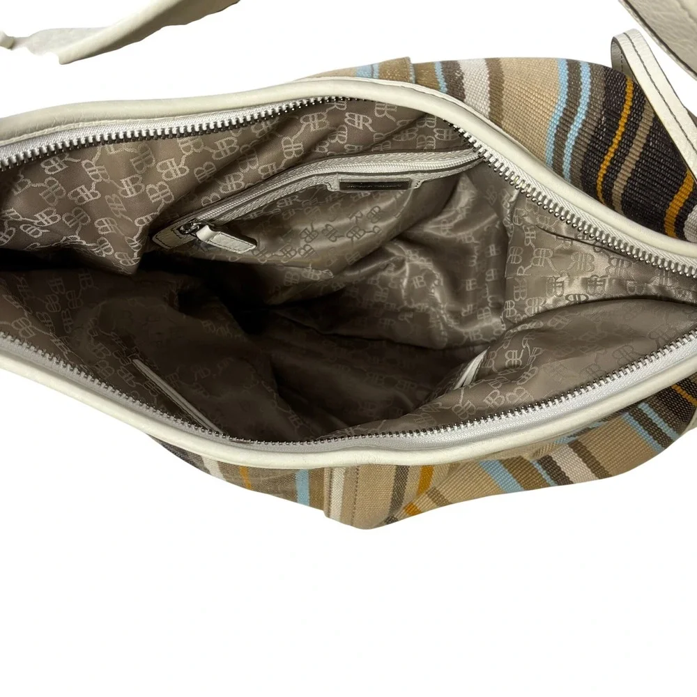 Banana Republic Striped Cotton &‎ Leather Medium Hobo Bag